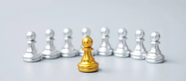 황금색 말들이나 지도자 사업가들은 은으로 사람들 사이에서 띕니다 리더십 팀워크 — 스톡 사진