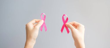 Ekim Kanser Farkındalığı Ayı, Pembe Kurdele, yaşayan ve hastalıkları destekleyen insanlar için. Uluslararası Kadınlar, Anne ve Dünya Kanser Günü Konsepti