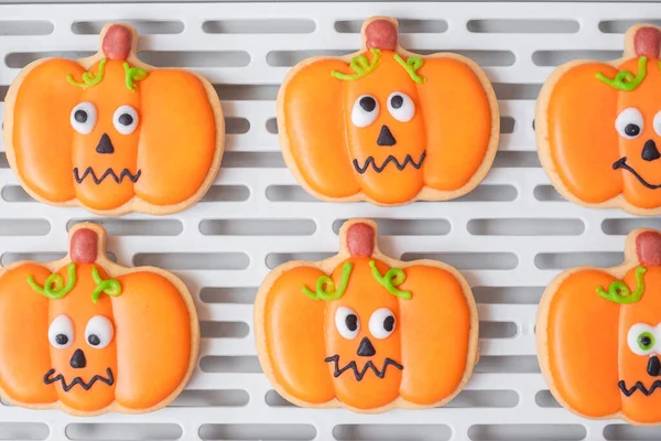 Halloween Śmieszne Ciasteczka Tacy Trick Threat Szczęśliwego Halloween Witam Październik — Zdjęcie stockowe