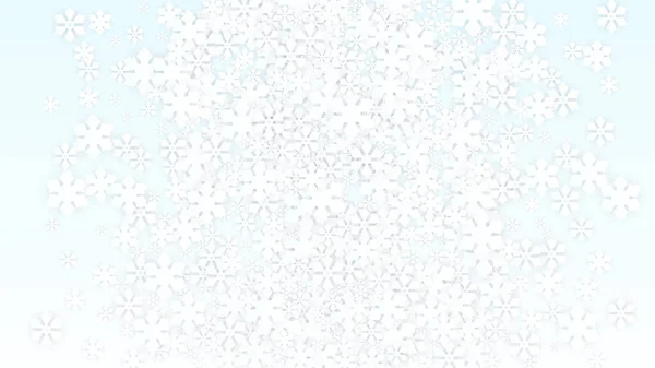 Christmas Vector Background with Falling Snowflakes. Isolated on Red Background. Realistic Snow Sparkle Pattern. Snowfall Overlay Print. Winter Sky. Papercut Snowflakes. — Stock Vector