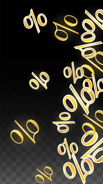 Luxury Vector Gold Percentage Sign Confetti Transparente Percentagem Fundo Venda — Vetor de Stock