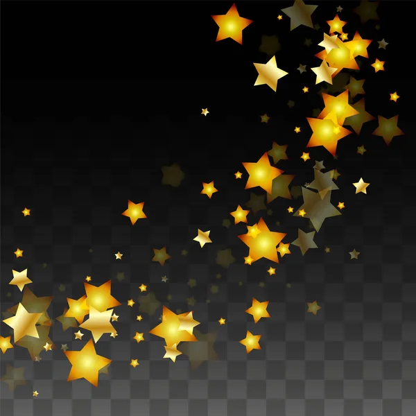 Ilustração Vetorial Com Estrelas Douradas Fundo Preto Transparente Noite Mágica —  Vetores de Stock