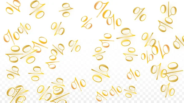 Luxus Vector Gold Percentage Sign Confetti Auf Transparent Prozent Verkaufshintergrund — Stockvektor