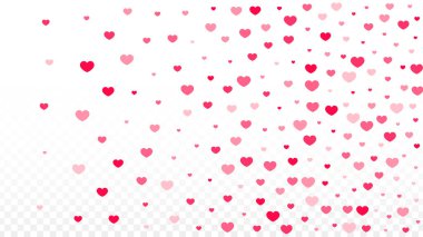 Hearts Confetti Düşen Arkaplan. Sevgililer Günü şablonu. Romantik Dağılmış Kalpler Duvar Kağıdı. Vektör İllüstrasyonu. Kart Tasarımı İçin Şirin Element.