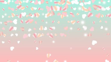 Kupa Parıltısı Parçacıkları Konfeti ile Gerçekçi Arka plan. Sevgililer Günü. Kutlama şablonu. Işık lekeleri. Konfeti patlaması. Parıldayan Vektör İllüstrasyonu. Banner için Tasarım.