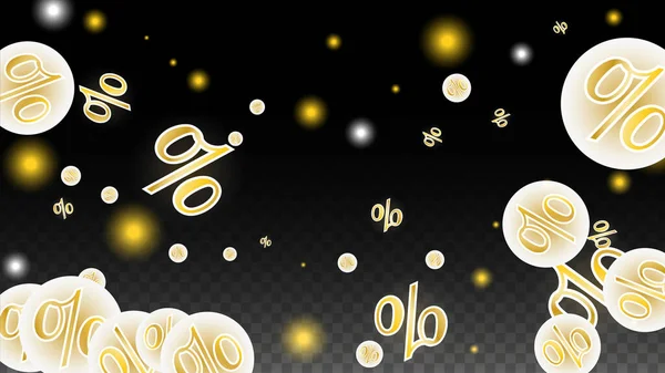 Luxus Vector Gold Percentage Sign Confetti Auf Transparent Prozent Verkaufshintergrund — Stockvektor