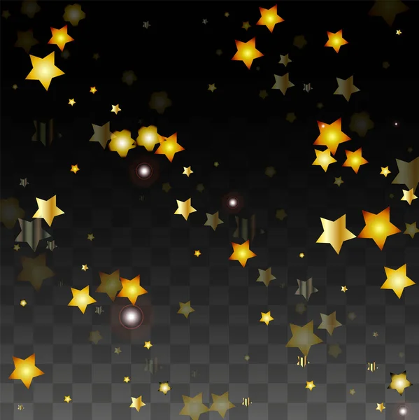 Vector Illustration Gold Stars Black Transparent Background Magic Night Cosmic — Stock Vector