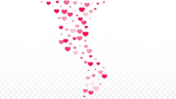 Hearts Confetti Falling Background Valentýna Romantická Struktura Roztroušených Srdcí Vektorová — Stockový vektor