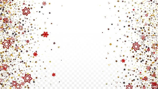 New Year Vector Background Falling Glitter Snowflakes Stars Isolated Transparent — Stock Vector