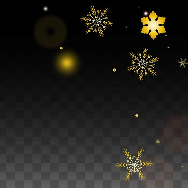 Winter Vector Background Gold Falling Snowflakes Isolated Transparent Background Magic — Stock Vector