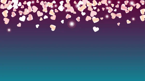 Latar Belakang Sihir Dengan Confetti Hearts Glitter Particles Hari Valentine - Stok Vektor