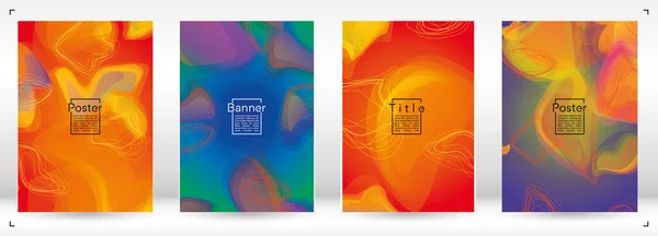2009 년 4 월 1 일에 확인 함 . Futuristic Geometric Cover Design with Gradient and Abstract Lines, Figures for the Business. 템플릿 Fluid Rainbow Poster Design, Gradient Flow Effect for Electronic Festival. — 스톡 벡터