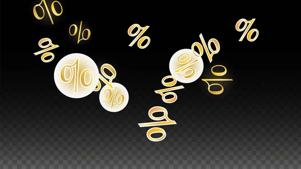 Luxury Vector Gold Percentage Sign Confetti Transparente Percentagem Fundo Venda — Vetor de Stock