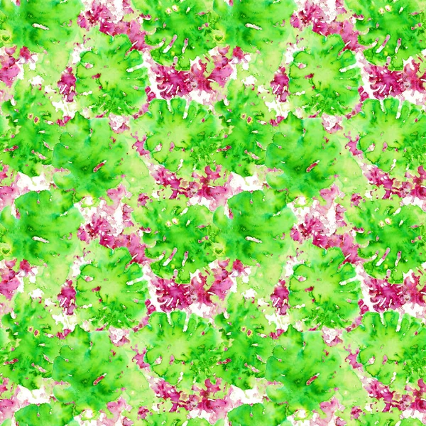 Aquarel Naadloos Tropisch Patroon Handgetekende Palmbladeren Achtergrond Batic Monstera Illustratie — Stockfoto