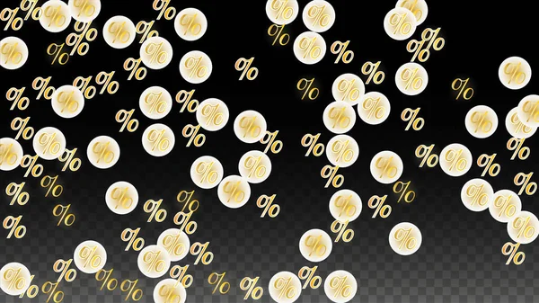 Vector Lujo Porcentaje Oro Confetti Signo Transparente Porcentaje Fondo Venta — Archivo Imágenes Vectoriales
