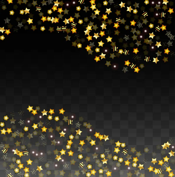 Vector Illustration Gold Stars Black Transparent Background Magic Night Cosmic — Stock Vector