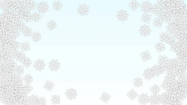 Christmas Vector Background with Falling Snowflakes. Isolated on Red Background. Realistic Snow Sparkle Pattern. Snowfall Overlay Print. Winter Sky. Papercut Snowflakes. — Stock Vector