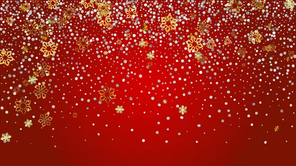 Weihnachten Vektor Hintergrund mit fallenden glitzernden Schneeflocken und Sternen. Isoliert auf Transparent. Realistisches Snow Twinkly Pattern. Glitter Overlay Print. Winterfest. Design für Banner, Poster. — Stockvektor