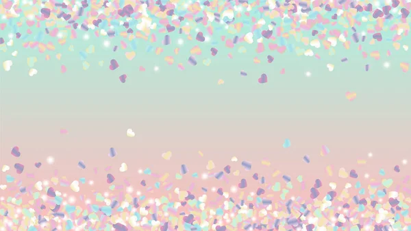 Fundo realista com Confetti de corações Brilho Partículas. Dia de São Valentim. Padrão de celebração. Lugares de Luz. Explosão de Confetti. Glitter Vector Illustration. Design para Banner. —  Vetores de Stock