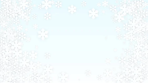 Weihnachten Vektor Hintergrund Mit Fallenden Schneeflocken Vereinzelt Auf Weißblauem Hintergrund — Stockvektor
