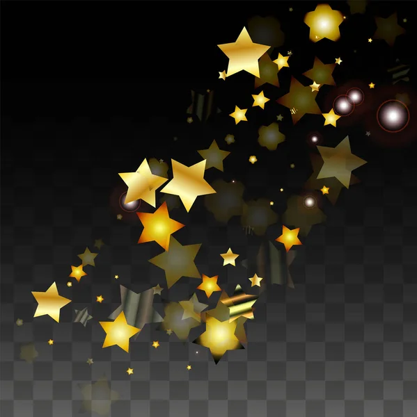 Vektorová Ilustrace Zlatými Hvězdami Černém Průhledném Pozadí Magická Noc Kosmický — Stockový vektor