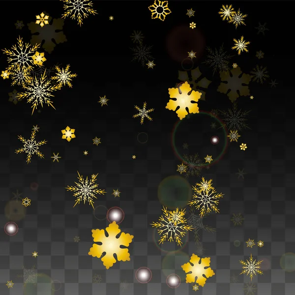 크리스마스 Vector Background Gold Falling Snowflakes Isolated Transparent Background 마법의 — 스톡 벡터
