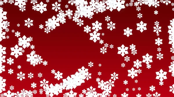 Kerstvectorachtergrond Met Vallende Sneeuwvlokken Geïsoleerd Red Background Realistisch Sneeuwsprankelpatroon Sneeuwval — Stockvector