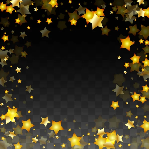 Illustration Vectorielle Avec Des Étoiles Dorées Sur Fond Noir Transparent — Image vectorielle