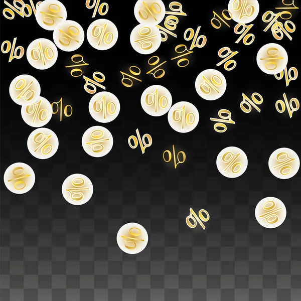 Розкішний Вектор Золотий Знак Відсотка Confetti Прозорому Продаж Відсотків Тлі — стоковий вектор
