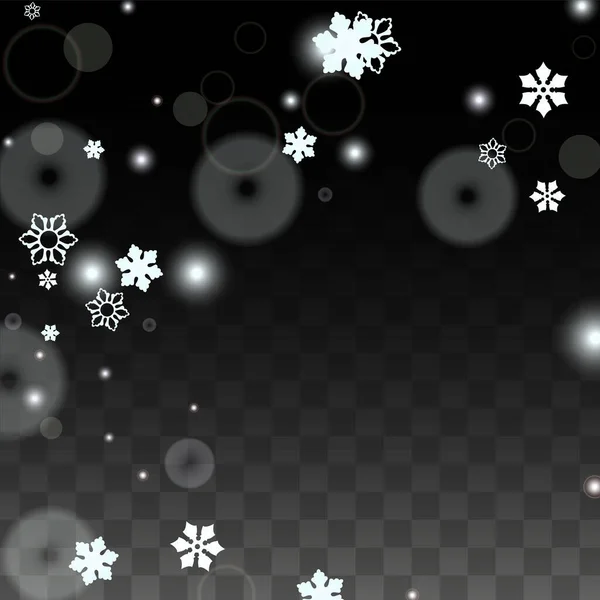 透明な背景に隔離された白い雪の結晶とクリスマスベクトルの背景 奇跡の雪の輝きパターン 雪のオーバーレイプリント 冬の空 クリスマスセールのためのデザイン — ストックベクタ