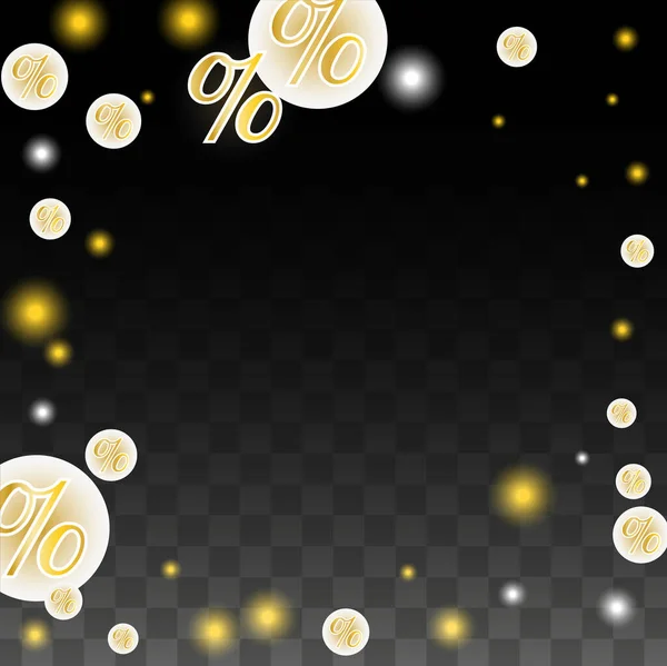 Luxury Vector Gold Percentage Sign Confetti Transparente Percentagem Fundo Venda —  Vetores de Stock