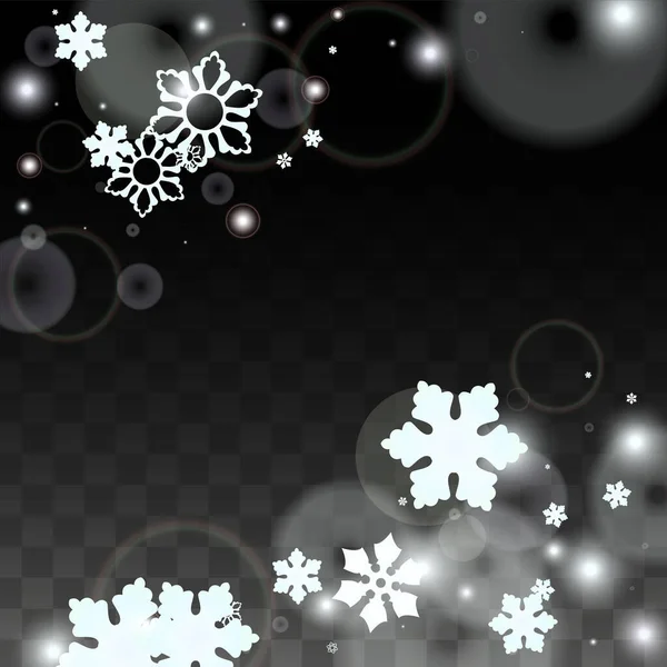 透明背景に隔離された白い雪の結晶と冬のベクトル背景 奇跡の雪の輝きパターン 雪のオーバーレイプリント 冬の空 バナーのデザイン — ストックベクタ