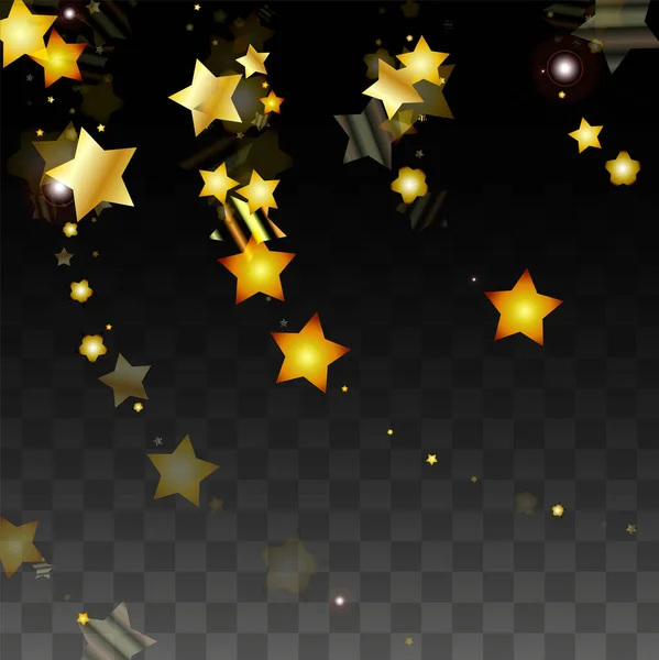 Vector Illustration Gold Stars Black Transparent Background Magic Night Cosmic — Stock Vector