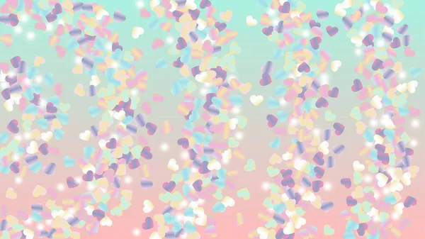 Festival Achtergrond Met Confetti Hearts Glitter Particles Valentijnsdag Disco Patroon — Stockvector