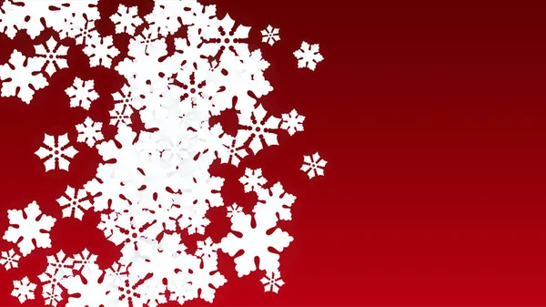 Winter Vektor Hintergrund Mit Fallenden Schneeflocken Isoliert Auf Rotem Hintergrund — Stockvektor