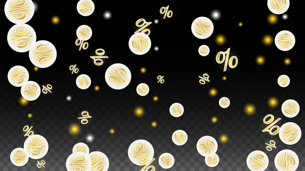 Luxury Vector Gold Percentage Sign Confetti Transparente Percentagem Fundo Venda —  Vetores de Stock