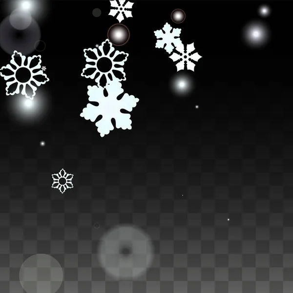 Weihnachten Vektor Hintergrund mit weißen fallenden Schneeflocken isoliert auf transparentem Hintergrund. Realistisches Snow Sparkle Pattern. Schneefall Overlay Print. Winterhimmel. Entwurf für Party-Einladung. — Stockvektor