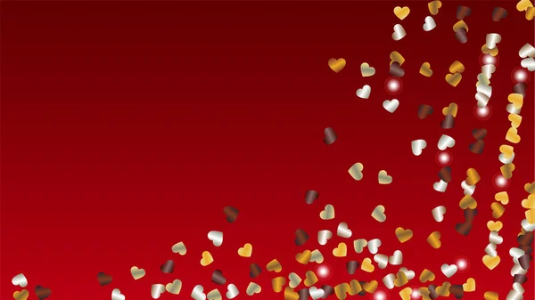 Реалистичный фон с частицами блеска сердец. День Святого Валентина. Схема празднования. Световые пятна. Взрыв Конфетти. Блестящая векторная иллюстрация. Дизайн для баннера. — стоковый вектор