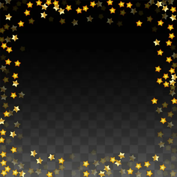Ilustração vetorial com estrelas douradas em fundo preto transparente. Noite Mágica. Padrão Cósmico. Stars Confetti. —  Vetores de Stock