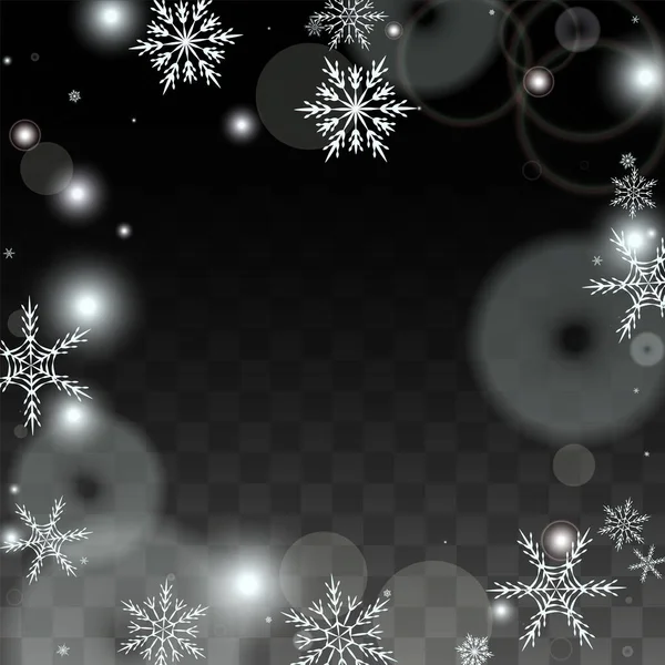 크리스마스 Vector Background White Falling Snowflakes Isolated Transparent Background 스노우 — 스톡 벡터