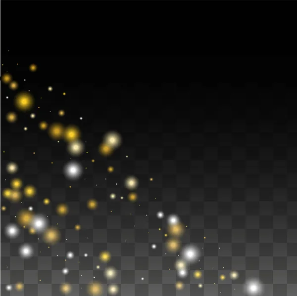 ブラックのゴールドグリッターベクトルテクスチャ ゴールデン グロー パターン 黄金のクリスマスと新年の雪 コンフェッティの黄金爆発 スターダスト ボケ概要 Twinkly Lights — ストックベクタ