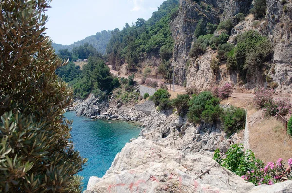 Egeiska Havet Liggande Utsikt Över Vatten Och Klippan — Stockfoto