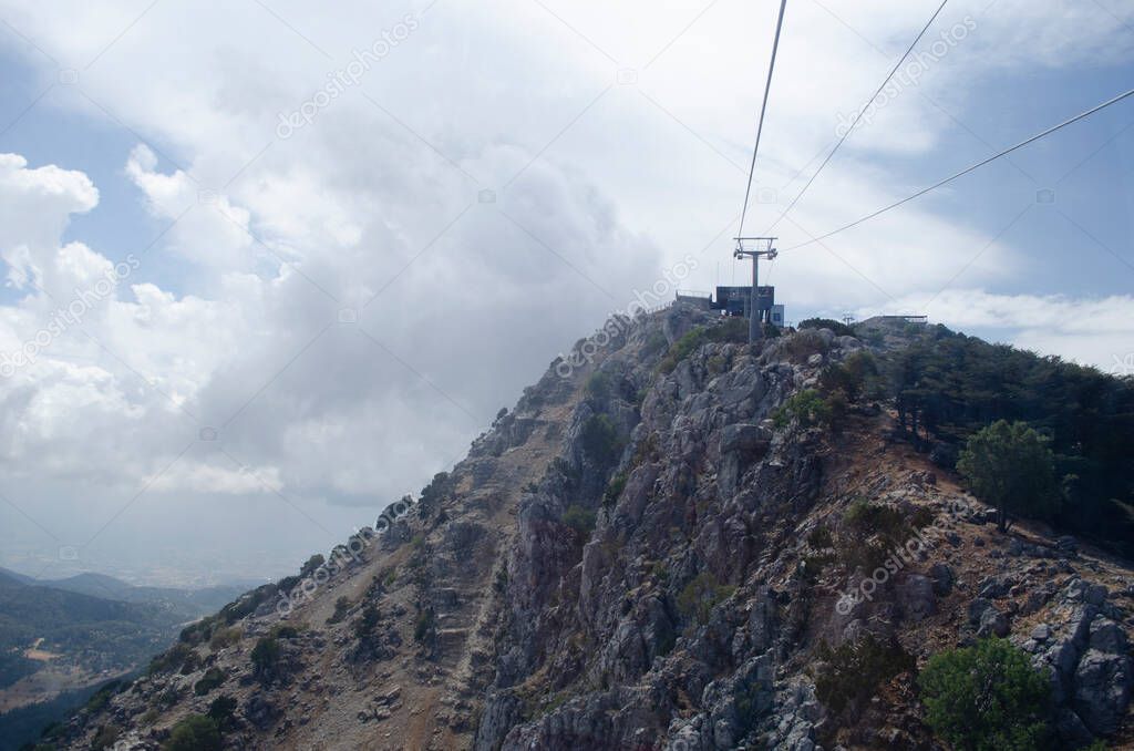 Mount Babadag and the new funicular , Oludeniz beach, Turkey June 2021