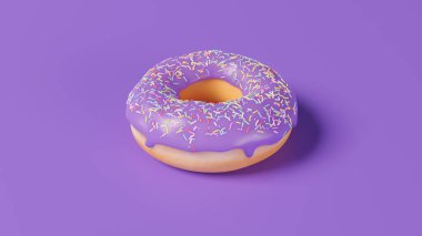 Mor arka planda durgun hayata renk katan Avustralya mor çöreği. Üst Manzara. 3B Görüntü