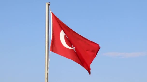 Turchia Bandiera Sventola Sul Vento — Video Stock