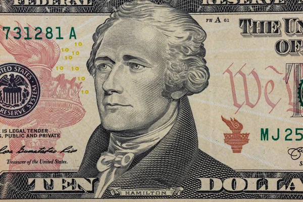 Prezydent Hamilton Dziesiątym Dolarze — Zdjęcie stockowe
