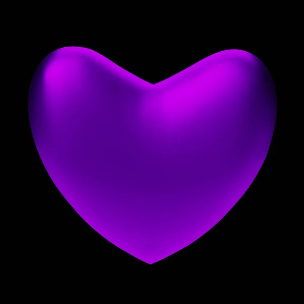 Purple heart on a black dark background. 3D rendering