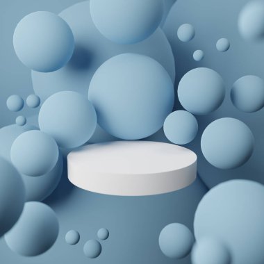 Soyut kürelerin üç boyutlu yorumlanması ve kopyalama alanı. Modern kulüp partisi davetiyesi. Dinamik renkli zıplayan toplar. Ürün yerleştirme veya modelleme için yer ile dans müzik etkinliği