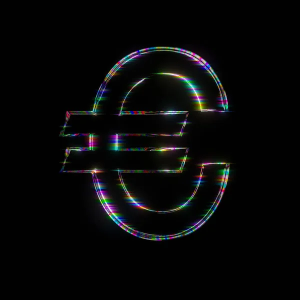 Euro Currency Sign Black Glowing Symbol Design Black Background Fluorescent — Stok fotoğraf