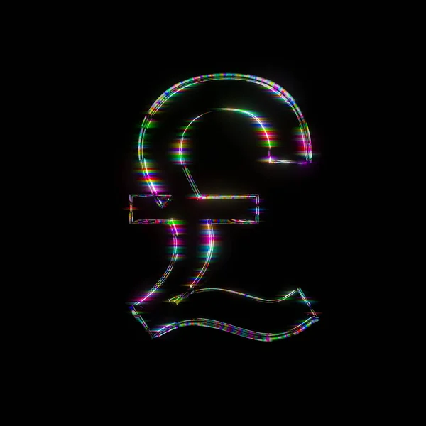 Знак Фунта Валюты Черном Светящемся Символе Оформления Черном Фоне Флуоресцентный — стоковое фото